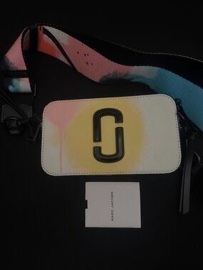 Marc Jacobs White Snapshot Crossbody with Pastel Spray Accents
